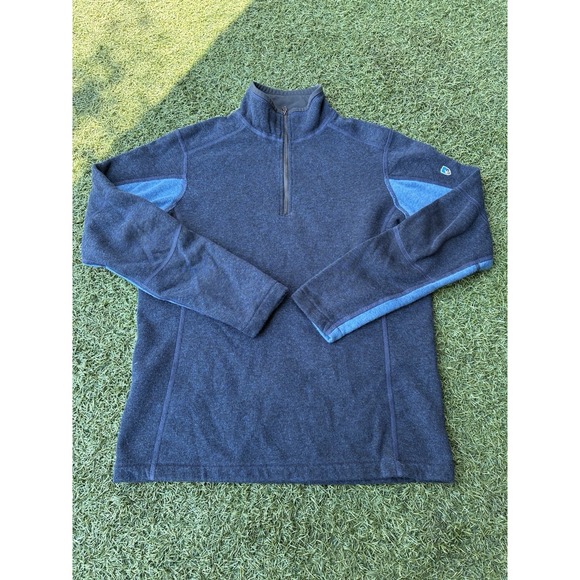 Kuhl 1/4 Zip Pullover Fleece Sweater Mens Sz SM Blue Performance Hiking - Picture 1 of 8